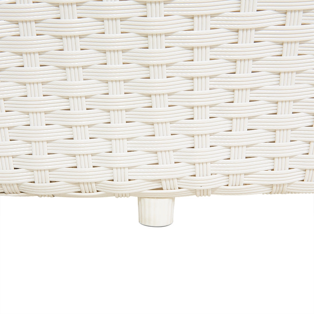 Lettino da giardino in finto rattan bianco e grigio con cuscini resistente agli agenti atmosferici