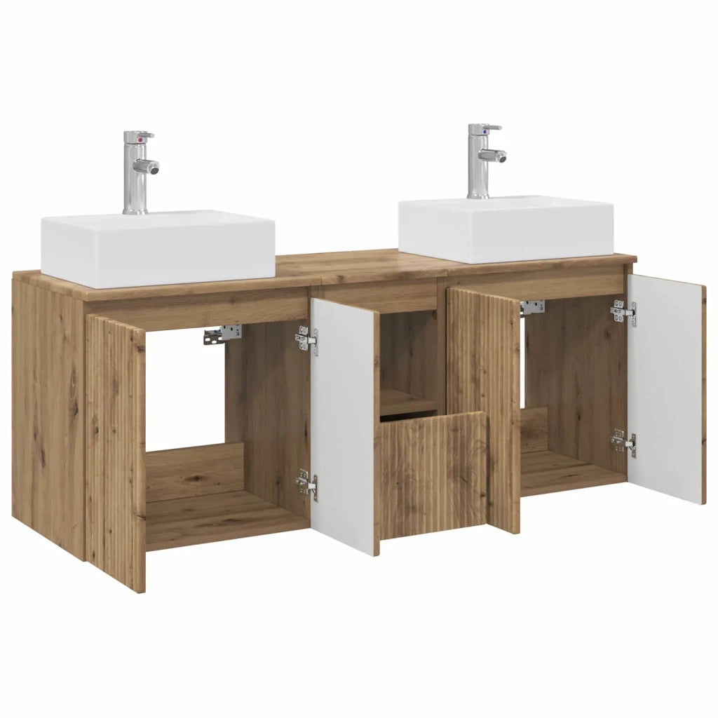 Set di Armadi da Bagno 3 pz Rovere Artigianale 3405656