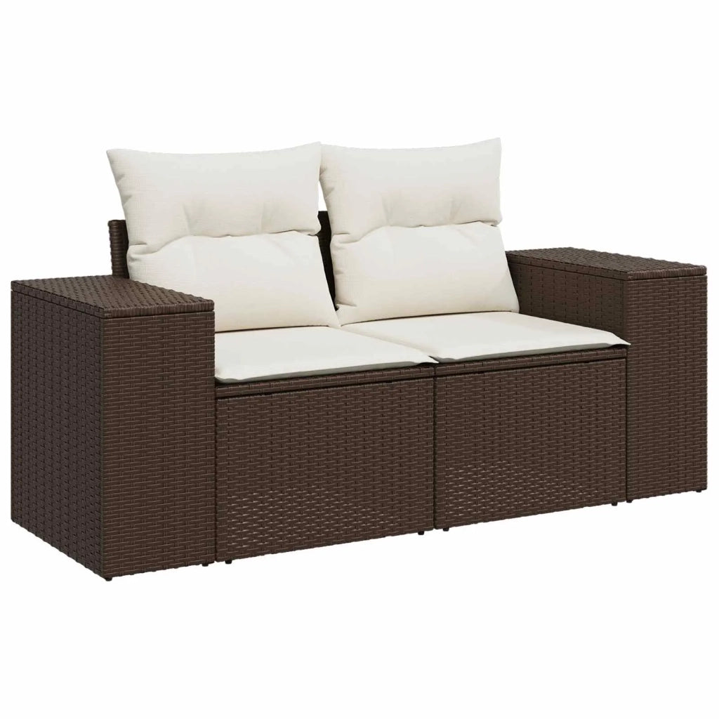 Set di divani 5 pz Marrone e Bianco Crema 3447916
