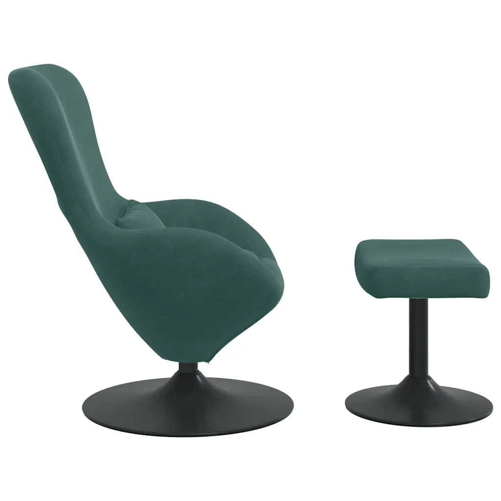 Sedia Egg con Pouf Verde Scuro Velluto 42002746
