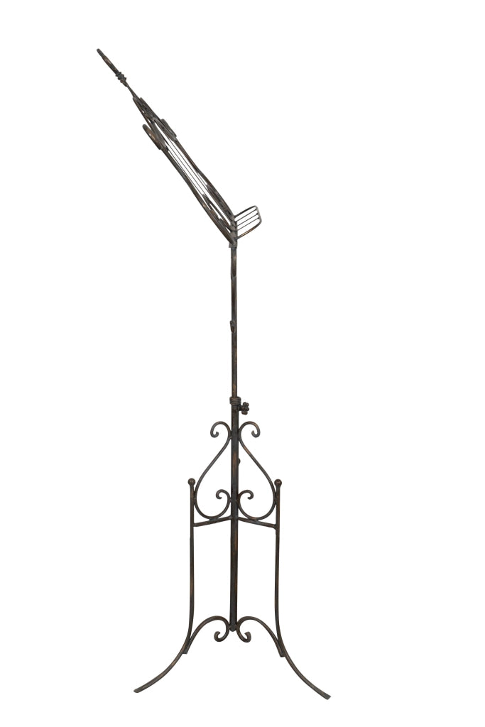 Biscottini Leggio da terra in ferro battuto pieno finitura anticata L85xPR46xH140 cm