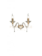 APPLIQUE FIAMMA/2 CRISTALLO E ORO 2 LUCI ATTACCO E14 L.38CM