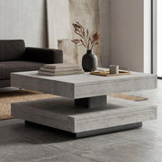 Tavolino da salotto Monolith con doppio piano quadrato girevole colore cemento 67x67 cm