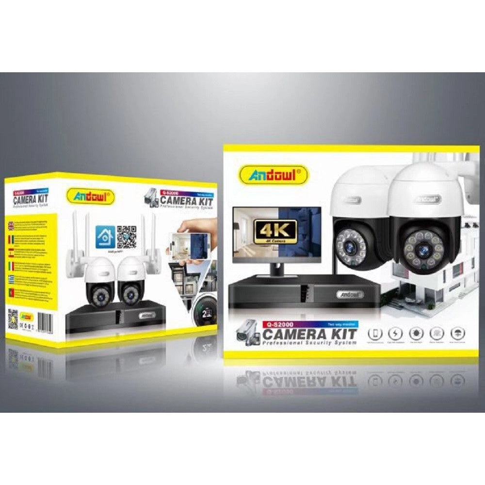 Trade Shop - Kit 2 Telecamere Wi-fi Ptz 4k Con Registratore Nvr Sistema Di Sicurezza Q-s2000 -