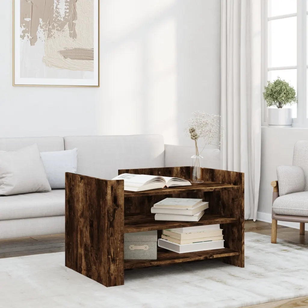 Tavolino da Salotto-Tavolino da soggiorno-Tavolo Rovere Fumo 80x50x50cm in Legno Multistrato 885882