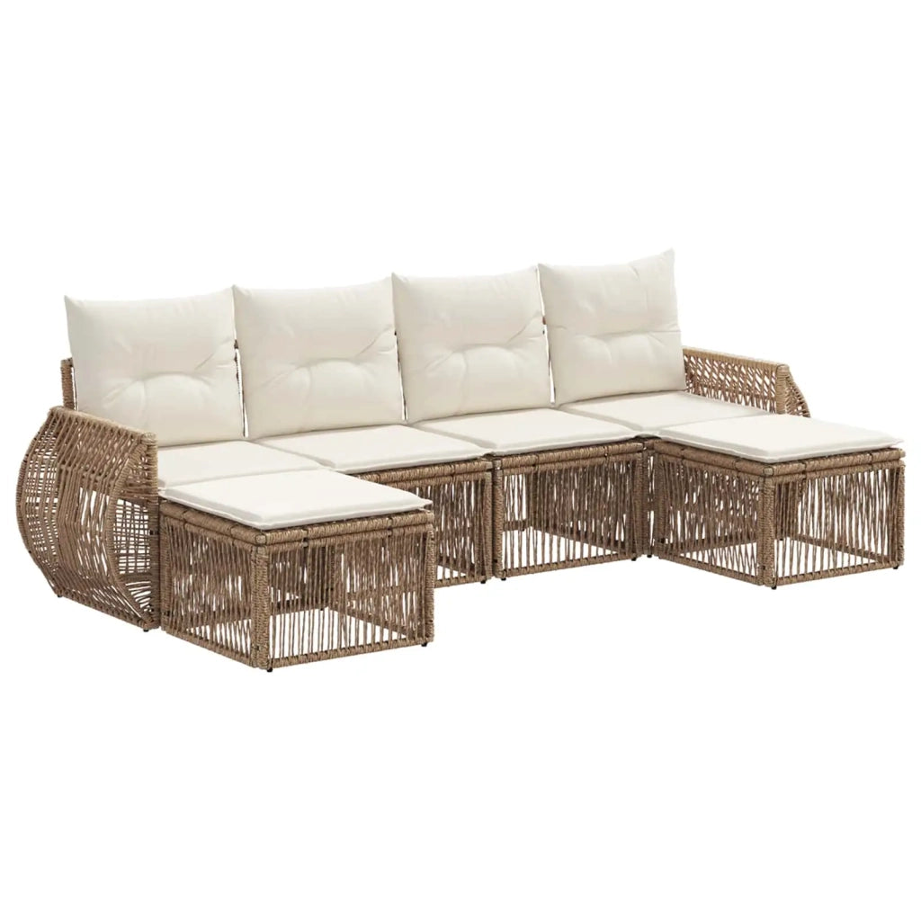 Set Divano da Giardino 6 pcs Beige e Bianco Crema polyrattan 3435498