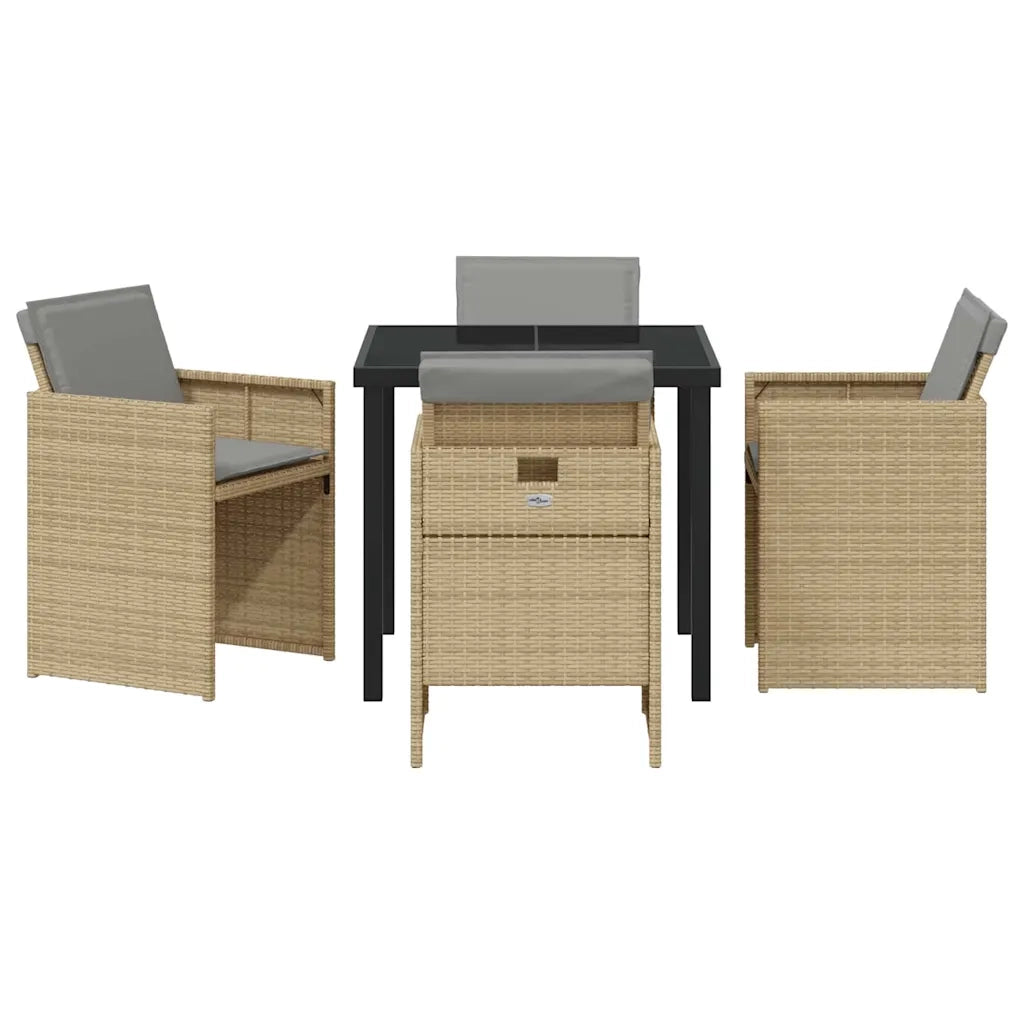 Set da Pranzo per Giardino 5 pcs Beige polyrattan 3380613