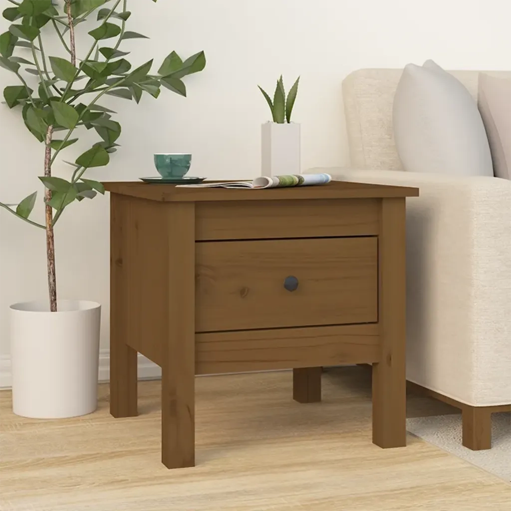 Tavolini 2 pz Ambrati 40x40x39 cm Legno Massello di Pino 813791