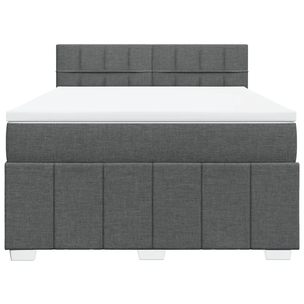 Giroletto a Molle con Materasso Grigio Scuro 140x190 cm Tessuto