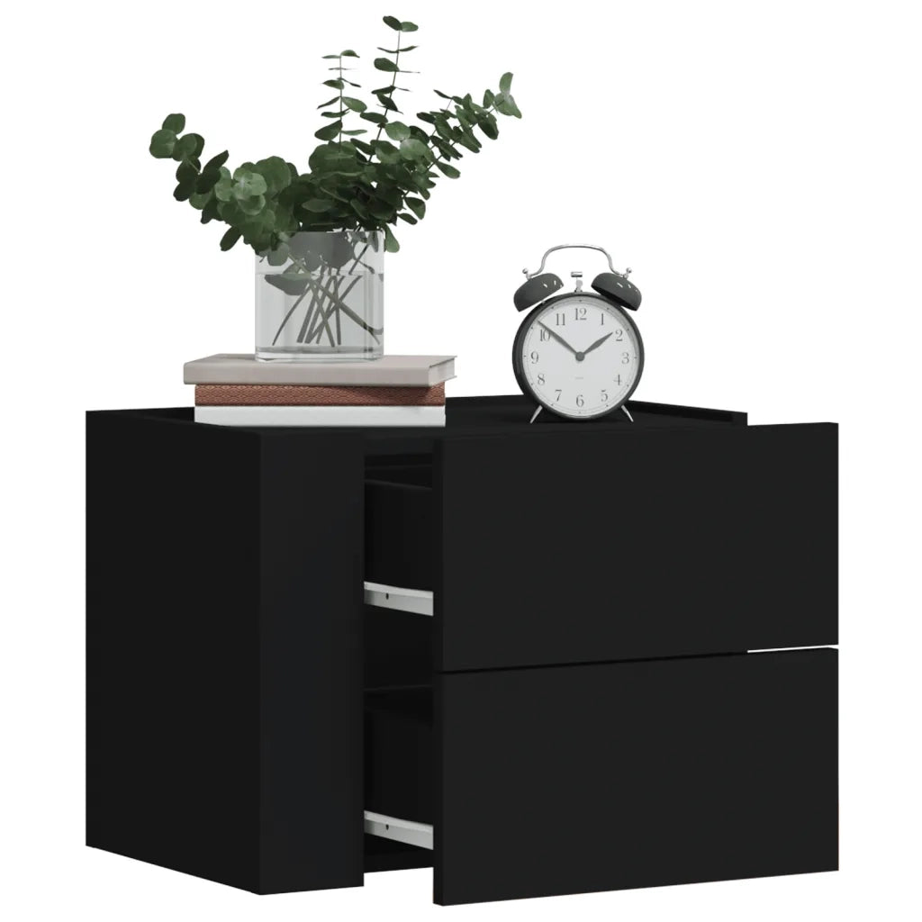 Comodini a Muro 2 pz-Set di 2 Tavolino da notte Nero 45x30x35 cm 241697