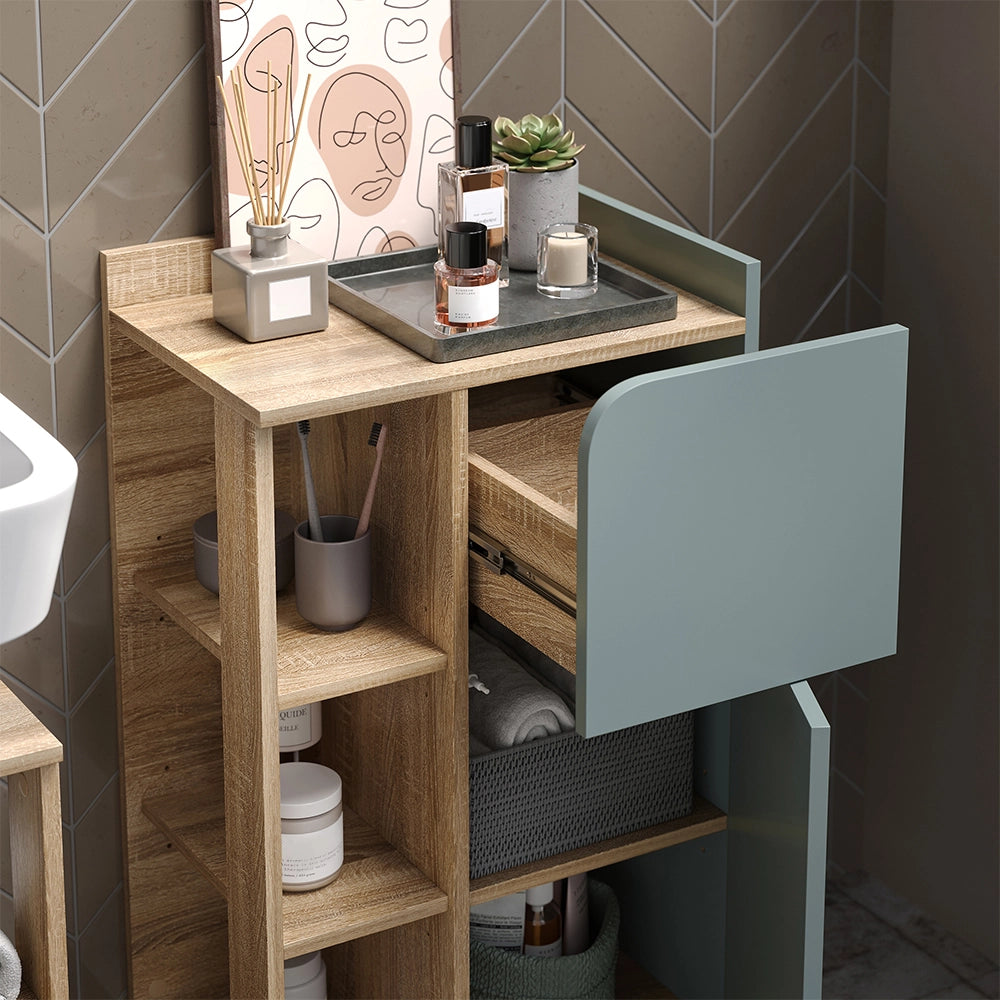 Vicco Mobiletto bagno Grigio-blu 50 x 90 cm con anta e cassetto