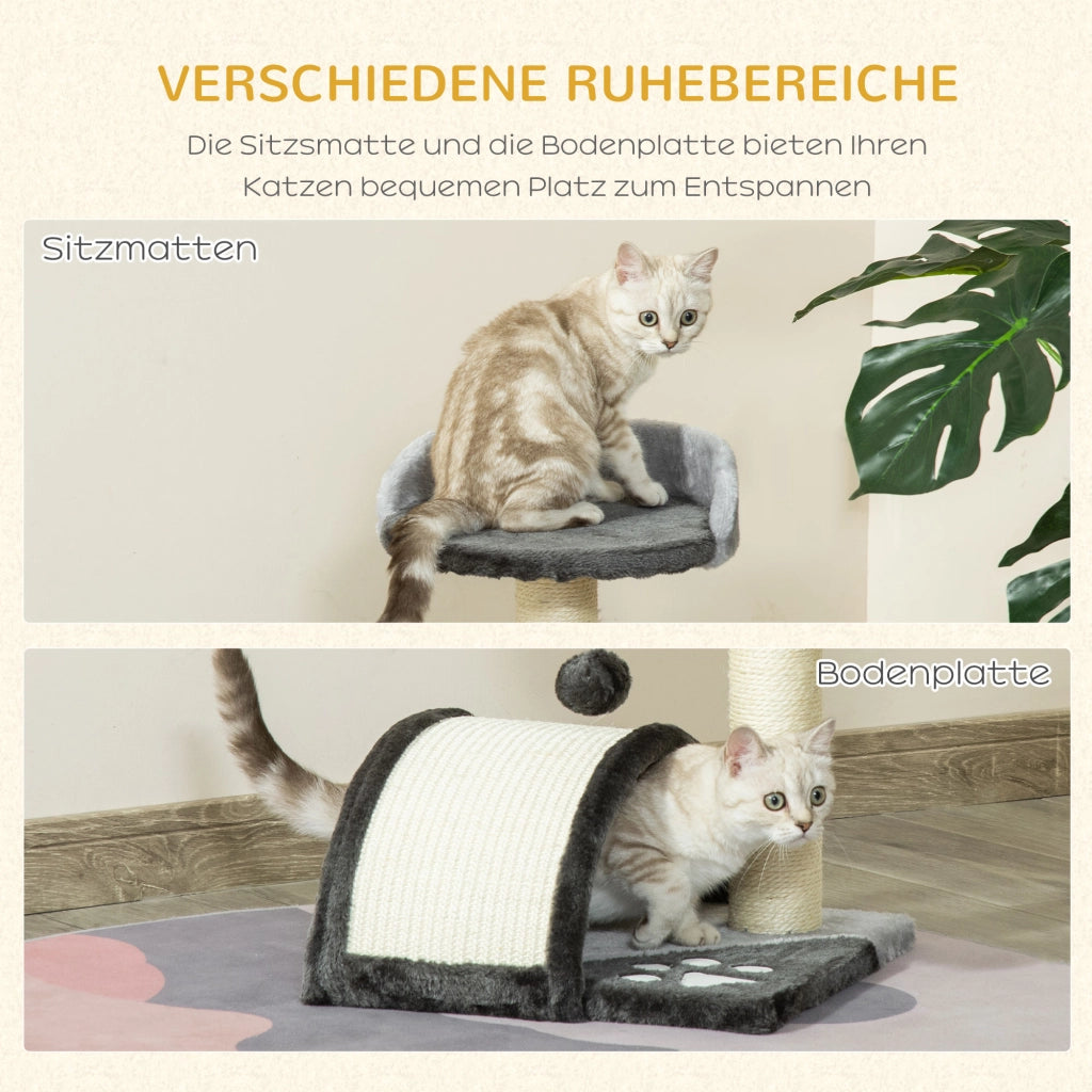 Tiragraffi per Gatti 46cm con Cuccia e Piattaforma ¨C Xylo ¨C Grigio Scuro