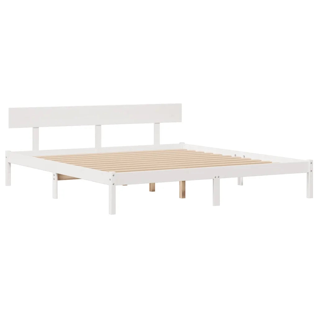 Letto matrimoniale | Letto per adulti | Giroletto con Libreria senza Materasso 180x200 cm in Legno Pino