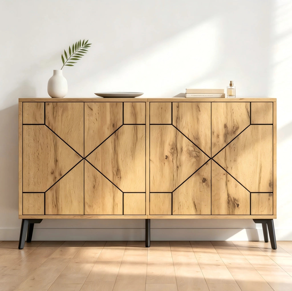 Sideboard moderno con 4 ante e 4 scomparti, 120 x 35 x 69 cm
