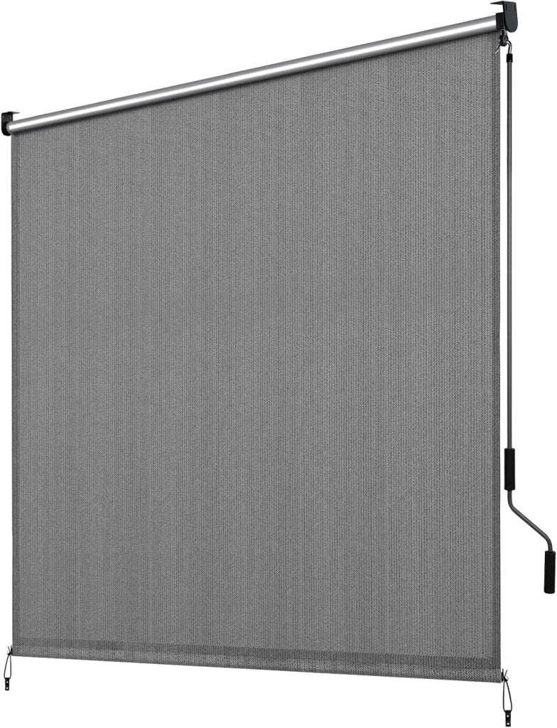 Tenda da sole verticale 120 x 180 cm, in HDPE per terrazze, tenda da sole da balcone, tubo in alluminio con manovella wireless, per balcone, terrazza, giardino, marrone, 1 pezzo