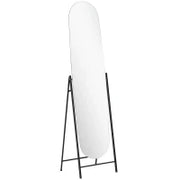 Specchio da Terra a Corpo Intero Senza Cornice, con Supporto in Metallo, 160x40 cm, Nero