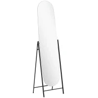 Specchio da Terra a Corpo Intero Senza Cornice, con Supporto in Metallo, 160x40 cm, Nero