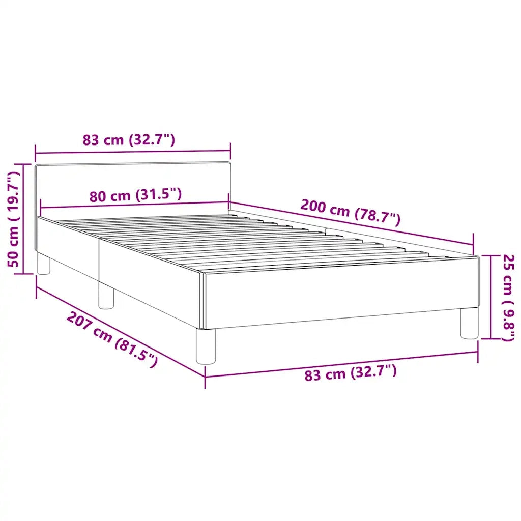 Giroletto senza Materasso Grigio Chiaro 80x200 cm Velluto 347537