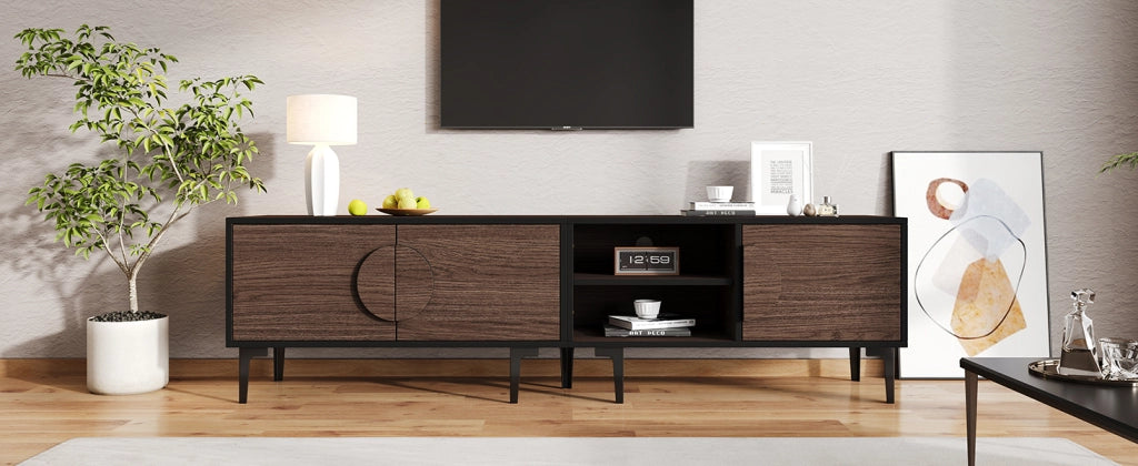 Lowboard TV 180 cm colore noce scuro in truciolare