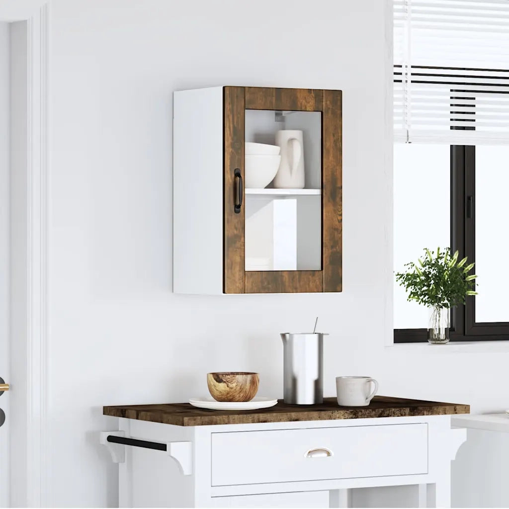 vidaXL Pensile da Cucina con Porta in Vetro Porto Rovere Fumo