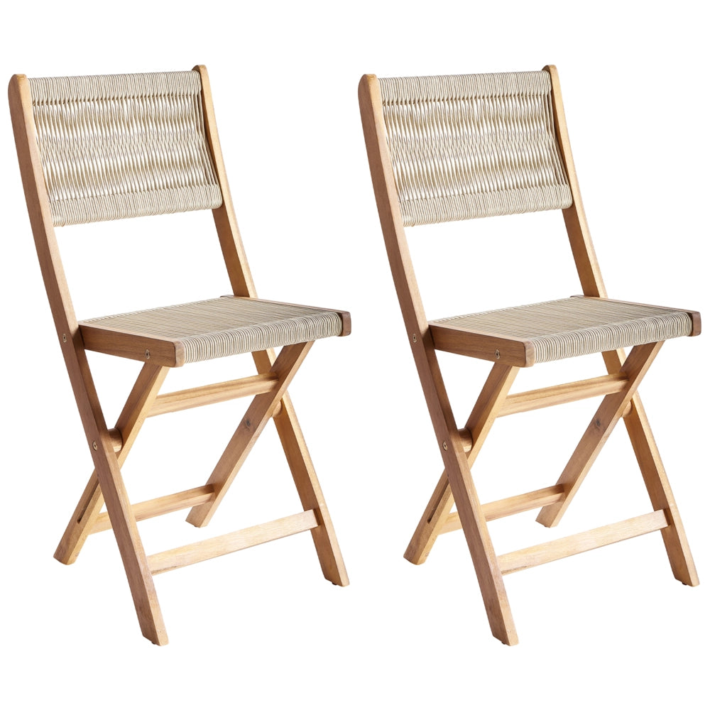 Set da bistrot 3 pezzi beige in legno d'acacia pieghevole a doghe Design moderno scandinavo