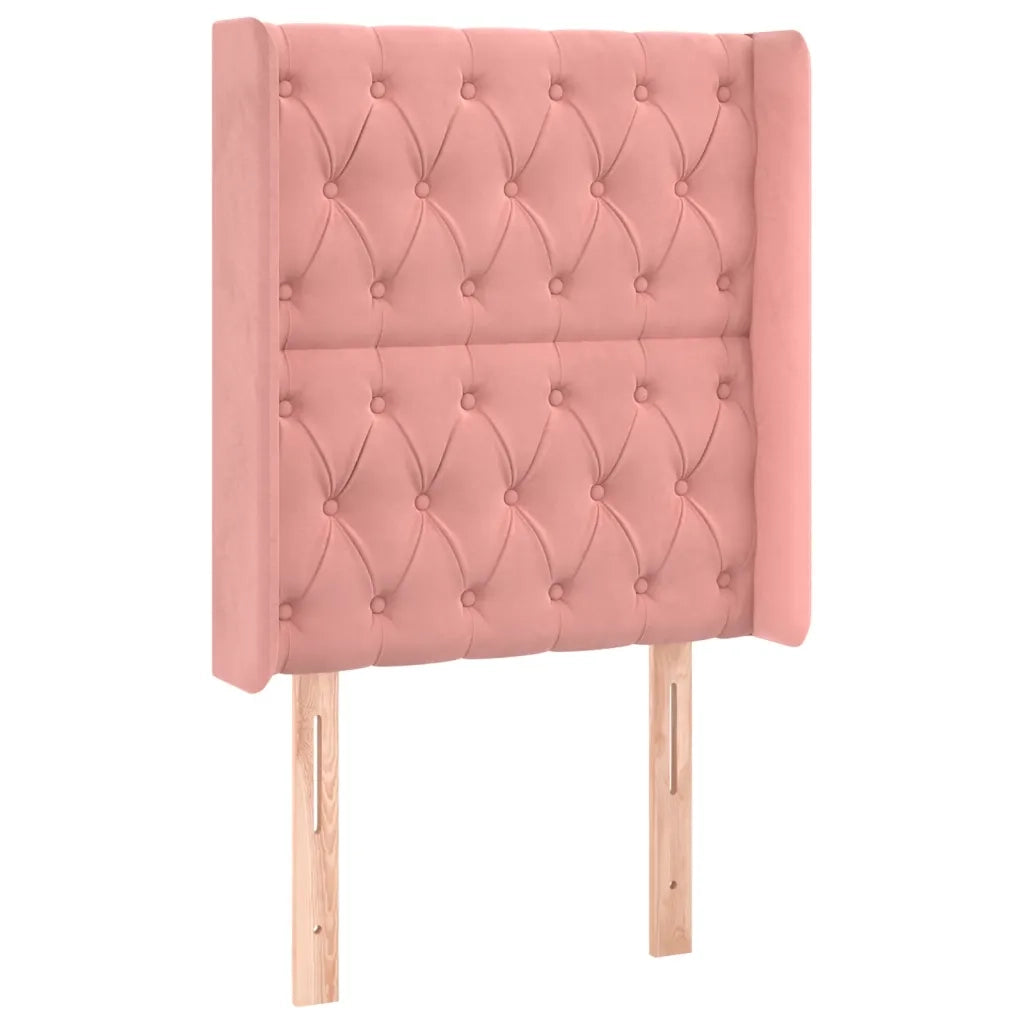 Letto a Molle con Materasso e LED Rosa 80x200 cm in Velluto