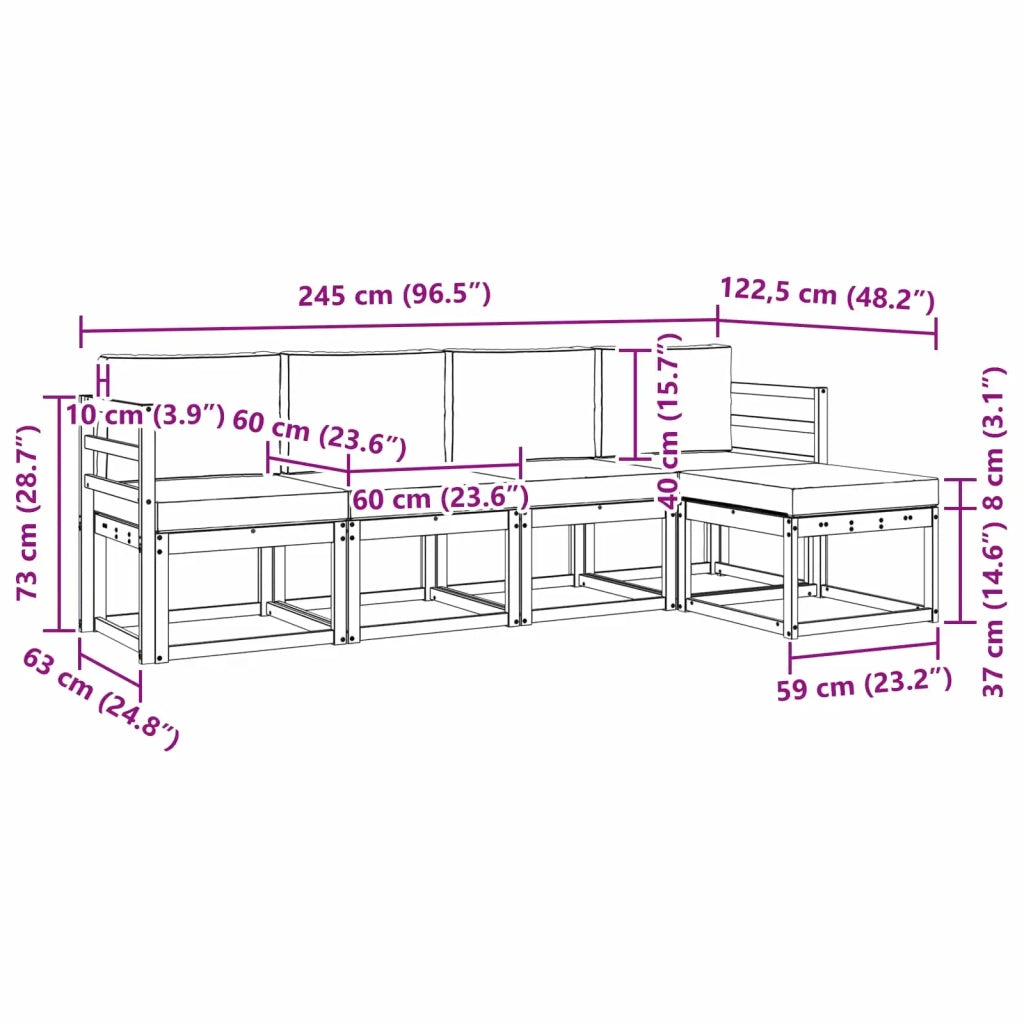 Set di divani da esterno 5 pz Bianco e Beige 3387477