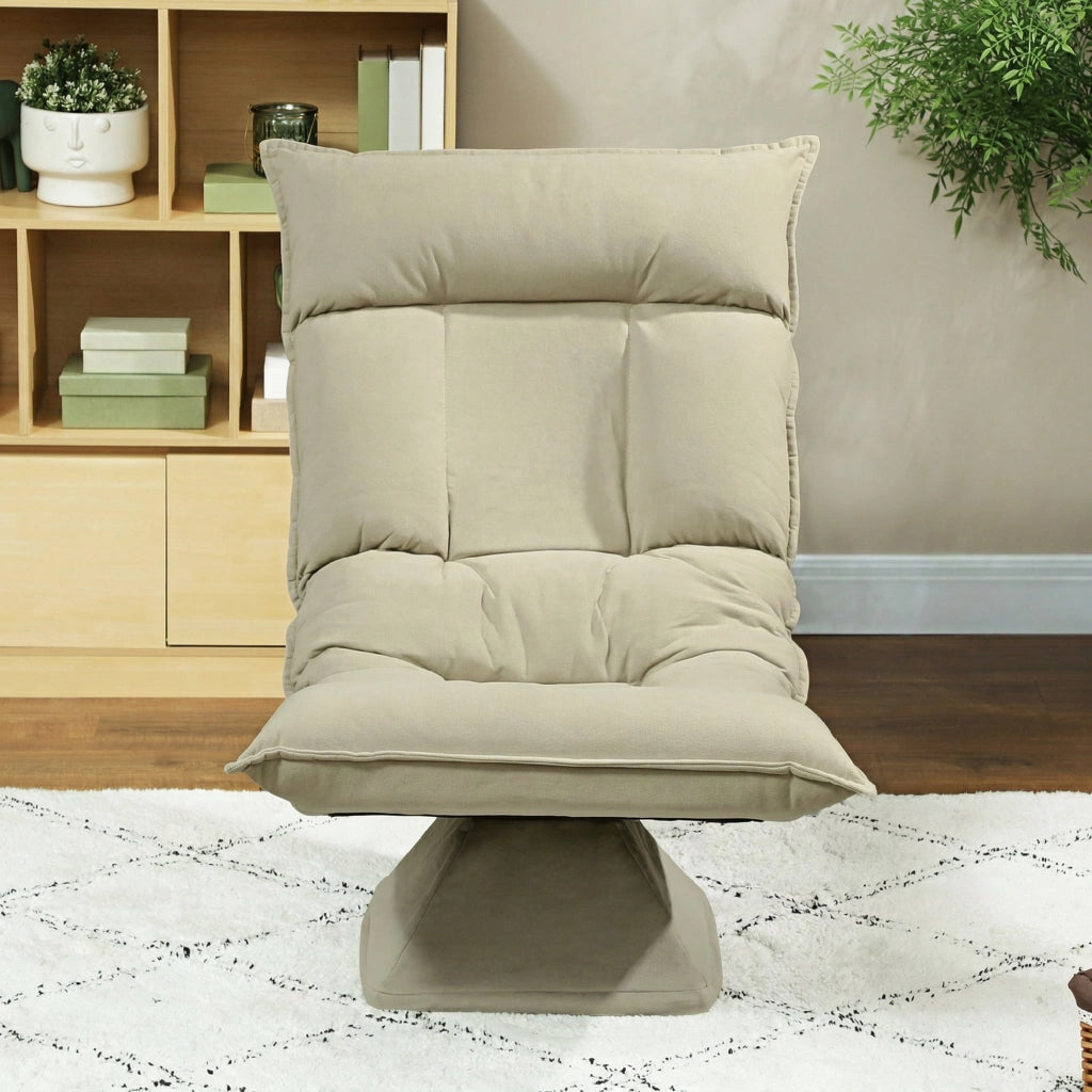 Poltrona girevole reclinabile ¨C zephmum ¨C velluto beige 70x62x95