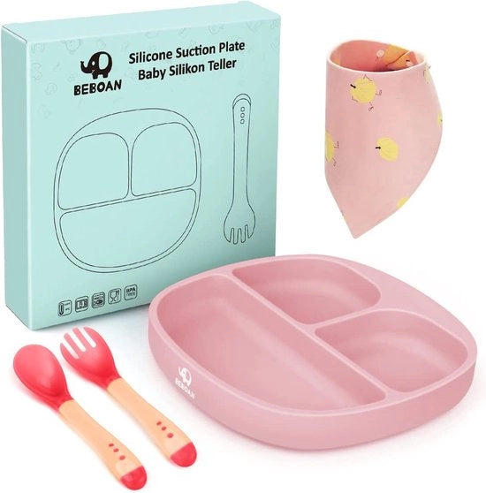 Piatti con compartimenti per bambini - Tavola per bambini con gomma anti-slip e morsetti di vetro per autoalimentazione