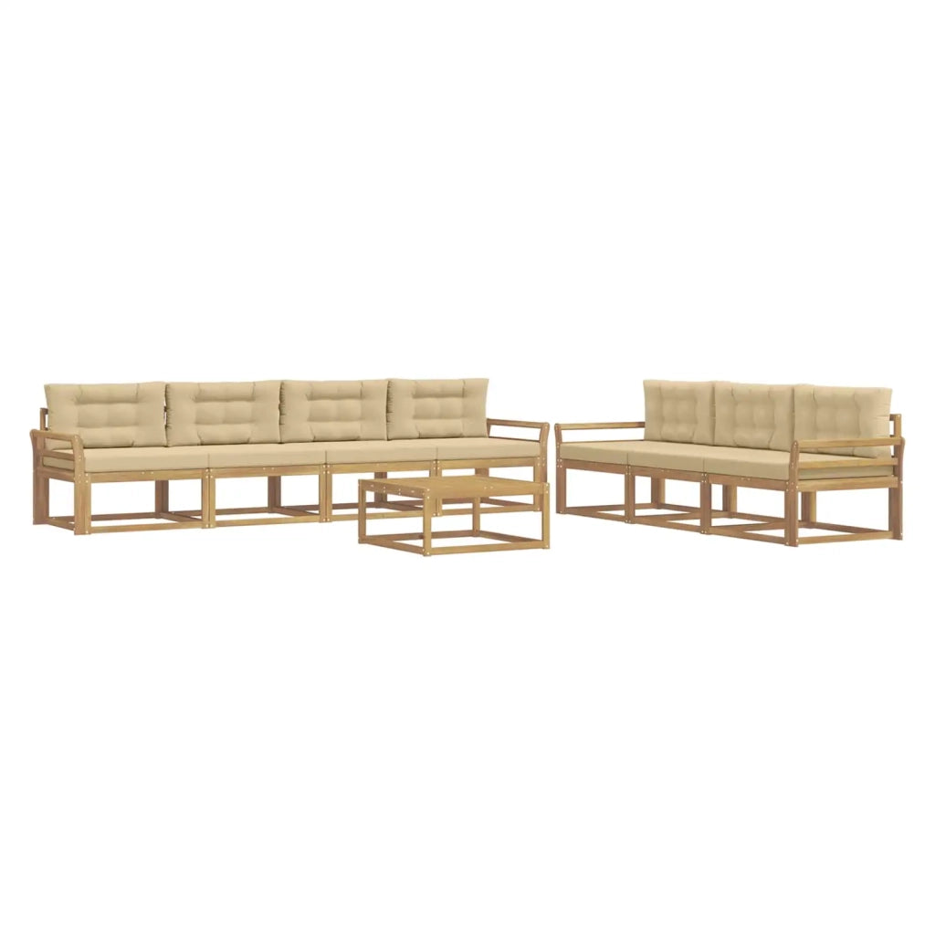 Set di divani da esterno con cuscino 7 pcs Bianco e Beige