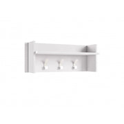 Pannello appendiabiti a parete con ripiano e 3 ganci bianco 90x29x34 cm - Terraneo