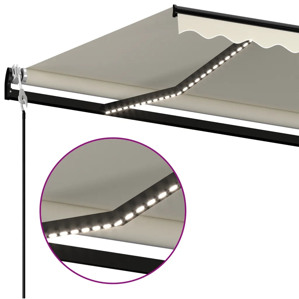 Tenda Automatica con Sensore Vento e LED 400x350 cm Crema 3069192