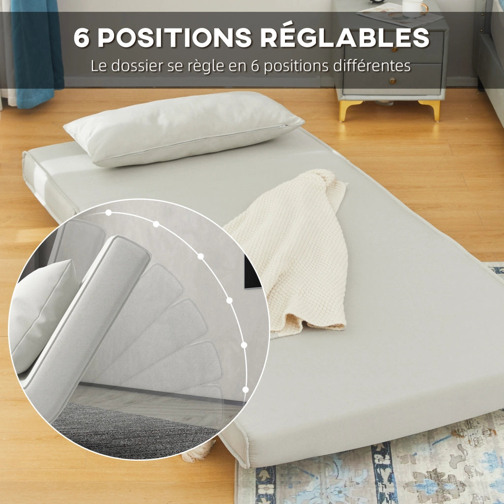 Divano letto singolo con cuscino e piedi pieghevoli ¨C zephmum ¨C bianco 120 kg