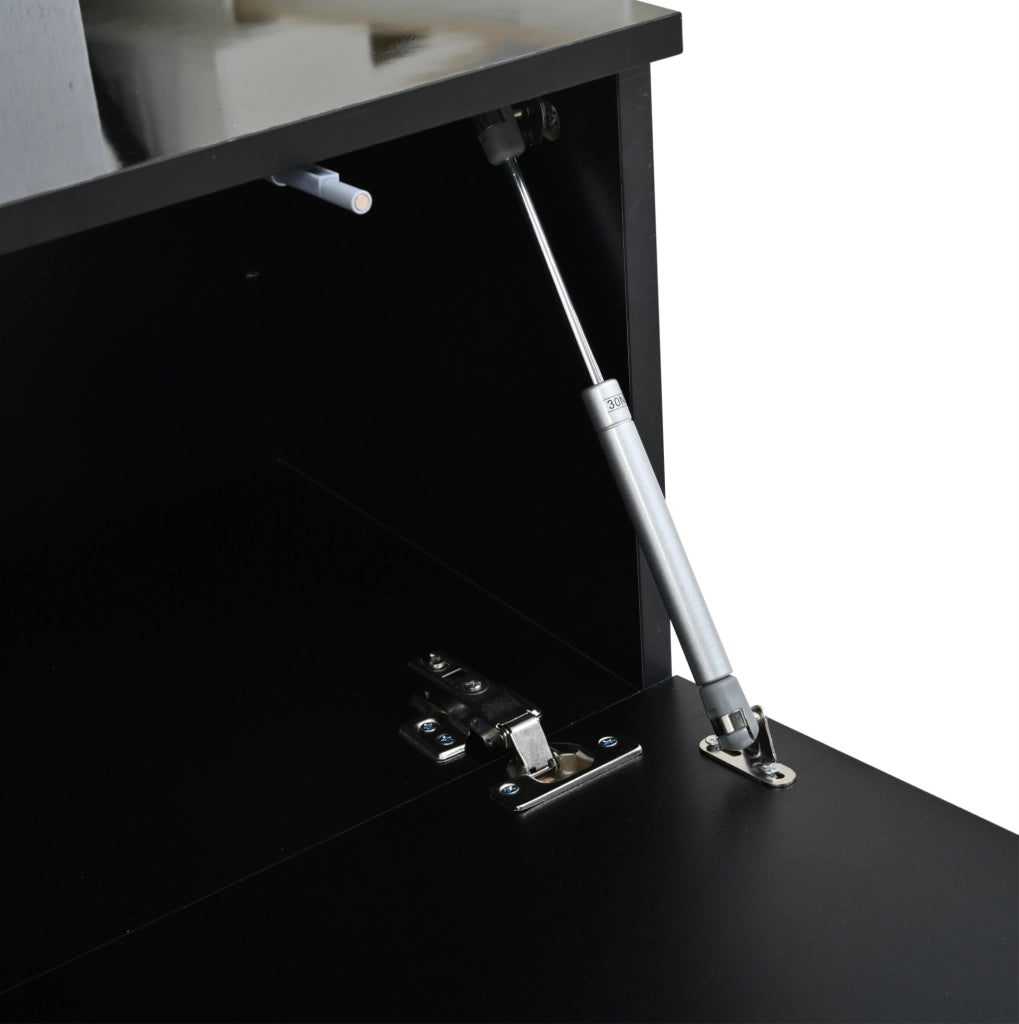 Parete attrezzata 3 pezzi con illuminazione LED RGB in truciolare nera