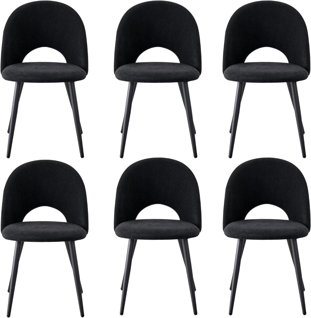 GrandCA HOME Set di 4 Sedie da Pranzo, Moderne Sedie da Cucina Imbottite con Gambe in Metallo, Adatte a Sale da Pranzo, Soggiorni e Camere da Letto - Nero