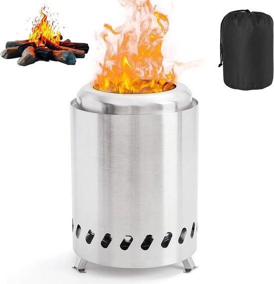 Mini Tino di Fuoco Senza Fumo con Piattaforma di Ceneri Rimovibile e Borsa di Stoccaggio - Ideale per Giardino e Campeggio 14 x 20 cm