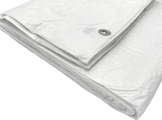 Telaio impermeabile 6 x 8 m bianco 55 g/m2 - Con Anelli Metallici - Piastre di Protezione - Lame per Auto - Telaio Multifunzionale