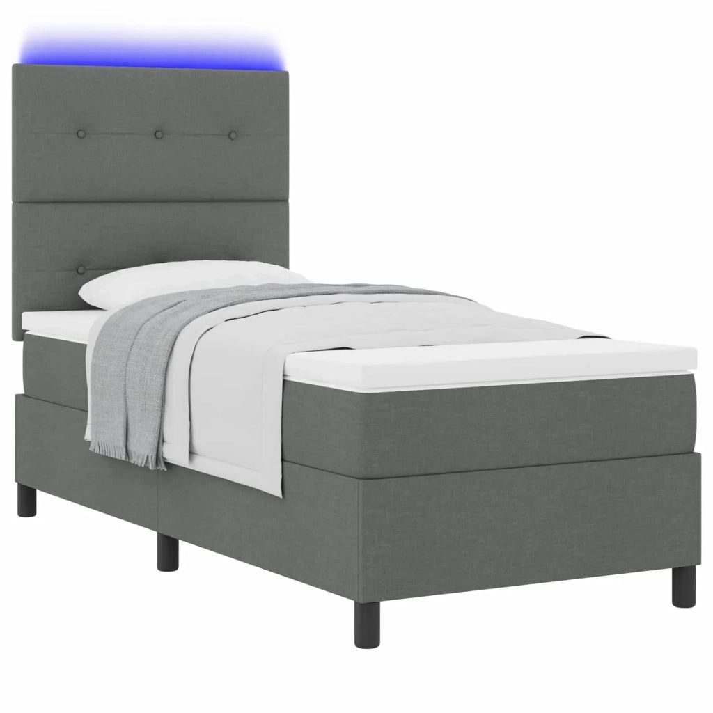 Letto a molle con materasso Grigio scuro 90 x 190 cm Tessuto 3342831