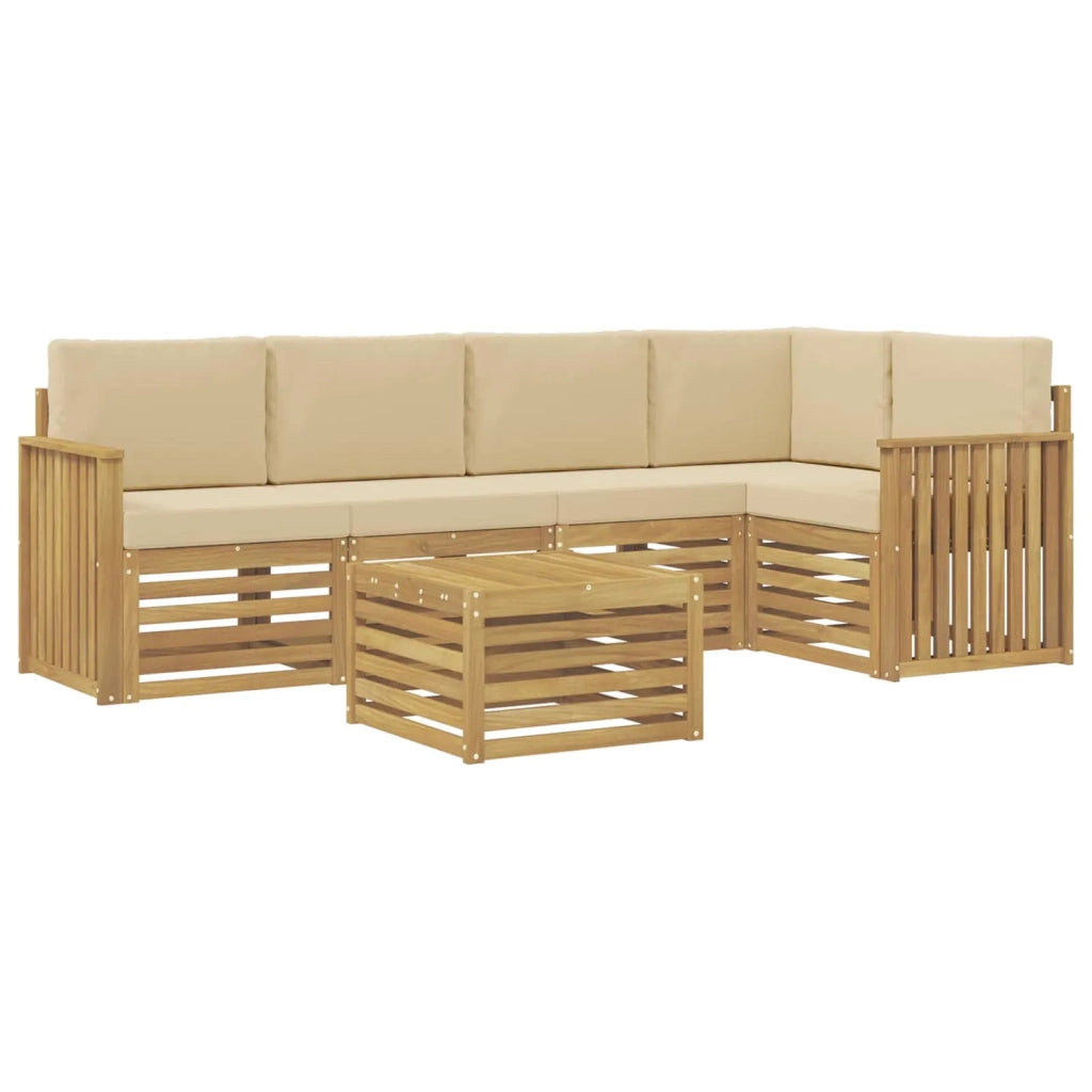 Set di divani da esterno 6 pcs Bianco e Beige 59 x 59 x 37 cm 3391873