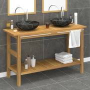 Mobile VanitÃ  Bagno e Lavandini Marmo Nero Legno Massello Teakcod mxl 125520