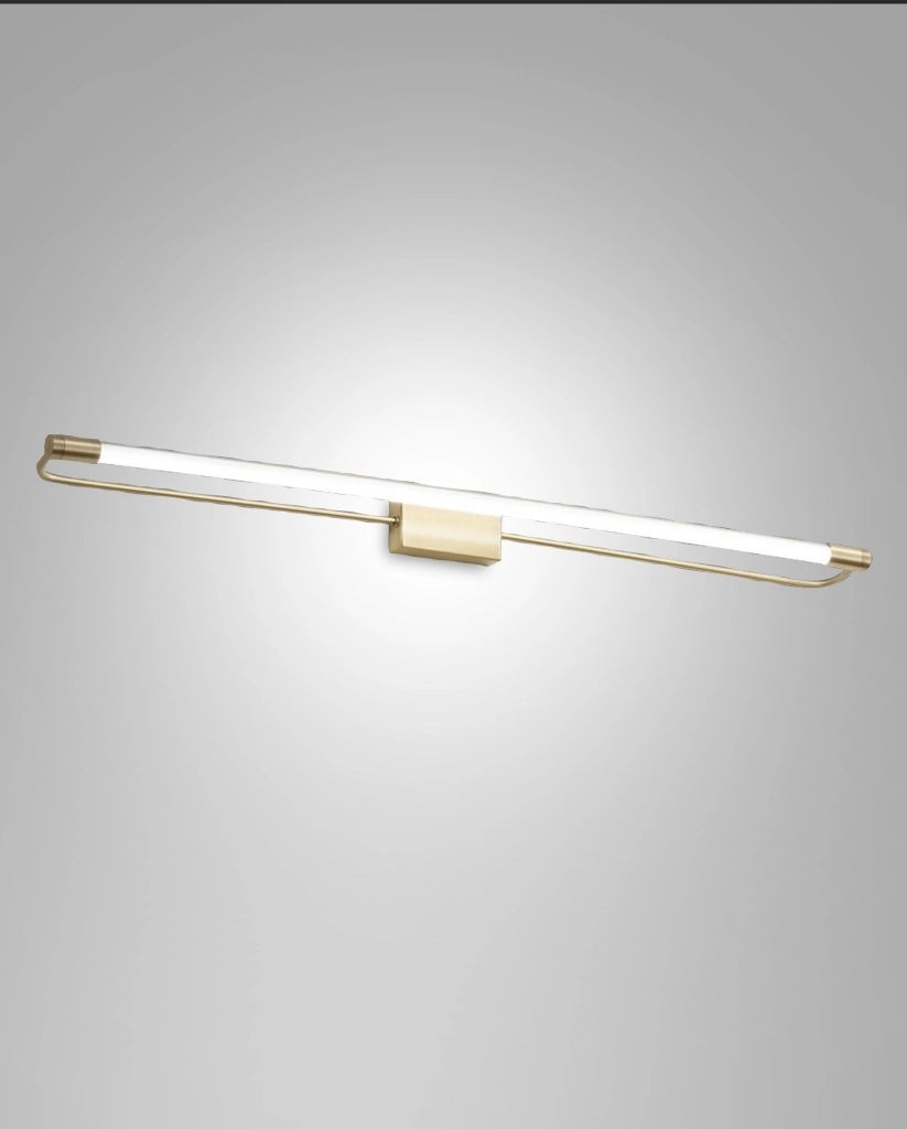 Lampada da Parete Rapallo LED 20W 2240lm 3000K Ottone Satinato, Struttura in Metallo e Metacrilato, IP44, Classe 1, Dimensioni 80x8x5cm