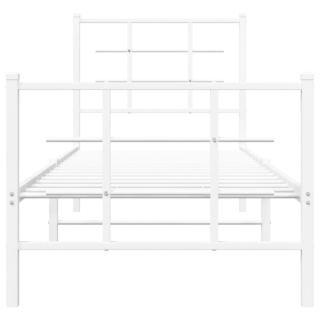 Giroletto con Testiera e Pediera-Struttura Letto Metallo Bianco 75x190 cm 609097