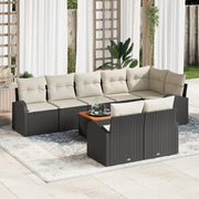 Set di divani da giardino 9 pezzi con cuscini Nero Polyrattan Acacia