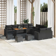 Set Divano da Giardino con cuscino 18 pcs Nero polyrattan 3363629