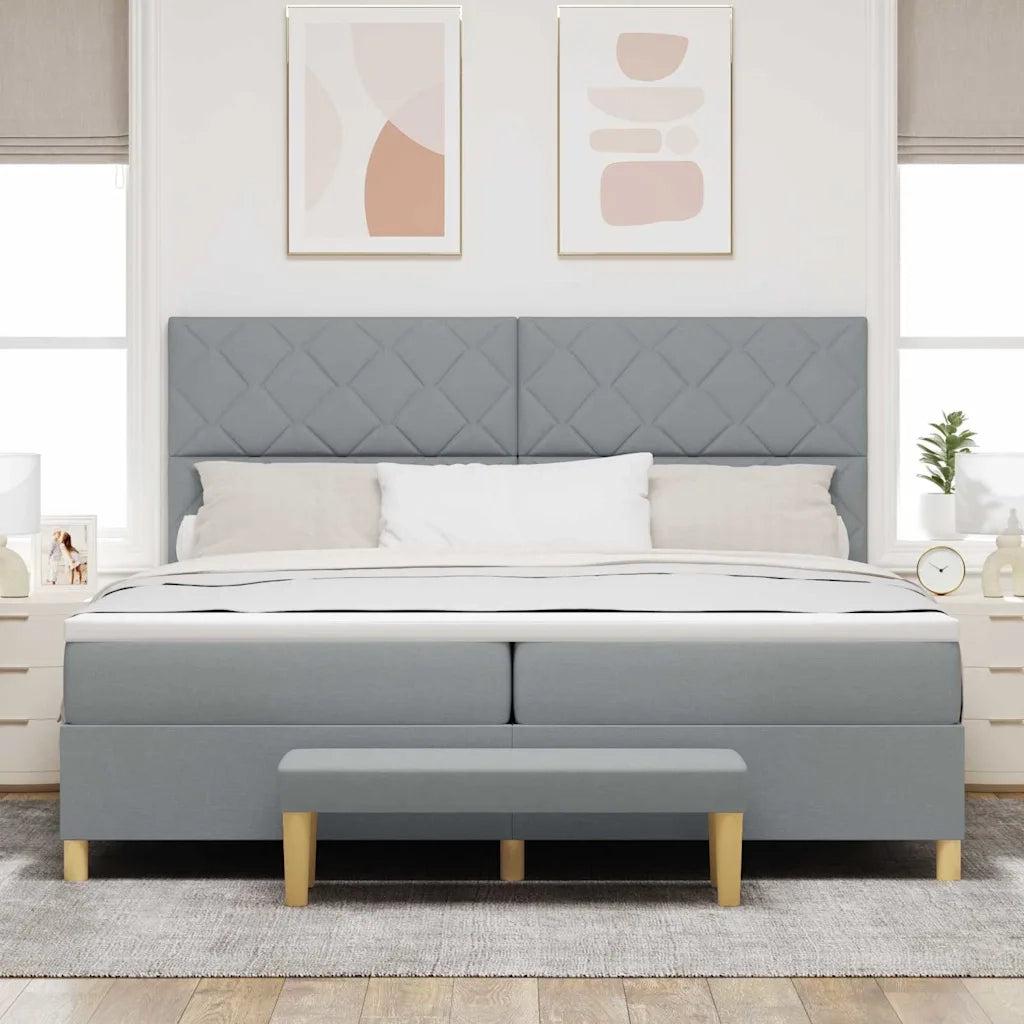 Letto a molle con materasso Grigio chiaro 200 x 200 cm Tessuto