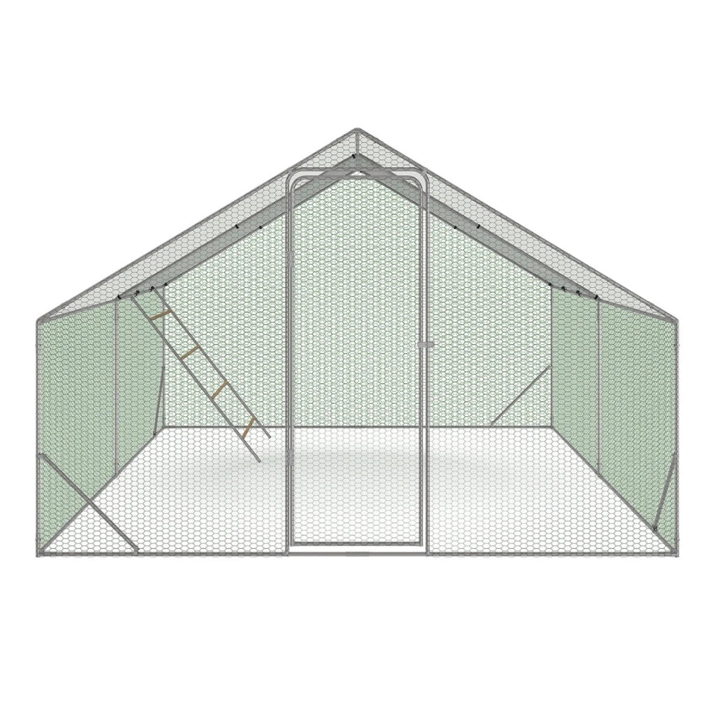 IDMarket - Pollaio 12 m² 4x3 M con grande trespolo 4 livelli in legno di acciaio zincato