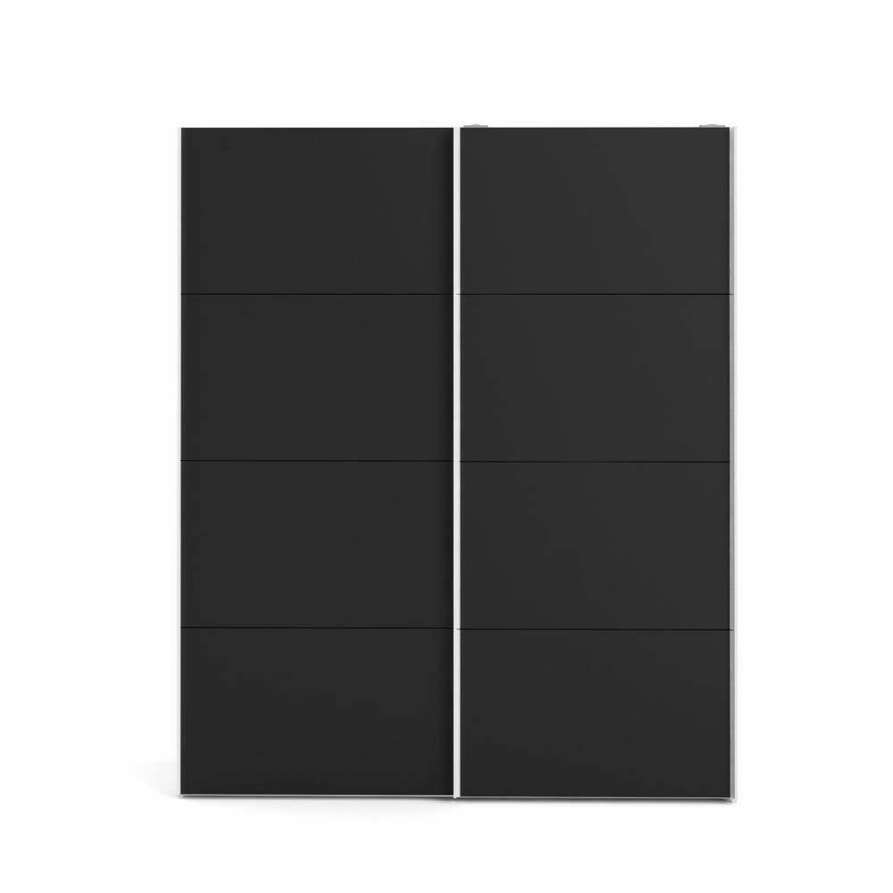 Guardaroba 2 ante Paeng, Mobile camera da letto, Cabina armadio portabiti, Armadio appendiabiti, 182x61 h220 cm, Bianco e Nero