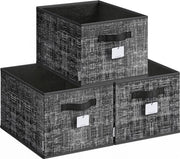 Scatola di archiviazione 3 pezzi - contenitori pieghevoli - contenitori di organizzazione - tessuto non tessuto - PP - 40 cm x 30 cm x 24 cm