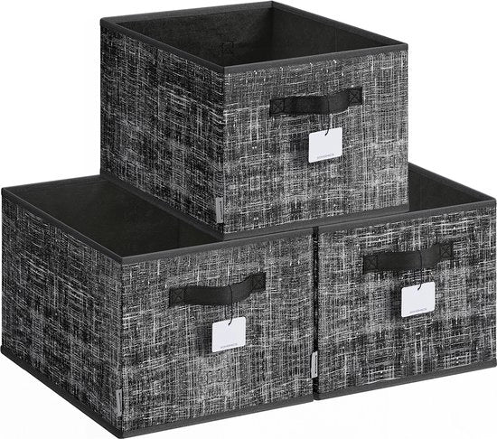 Scatola di archiviazione 3 pezzi - contenitori pieghevoli - contenitori di organizzazione - tessuto non tessuto - PP - 40 cm x 30 cm x 24 cm