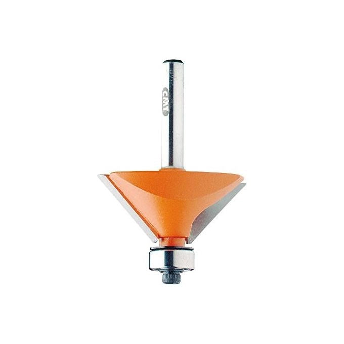 CMT ORANGE TOOLS 736.280.11 Fresa per Smussare 45° Diametro 31.7 mm Gambo 6 mm 2 Taglienti in Metallo Duro Rotazione Destra colore Arancione-Grigio